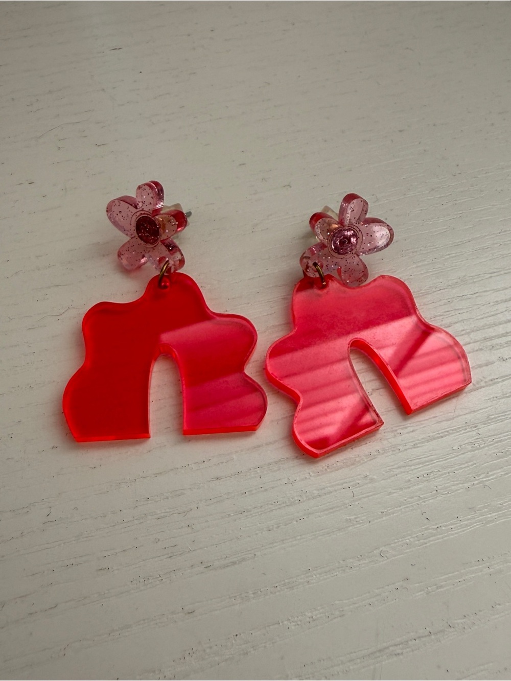 Hot pink acrylic earrings